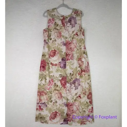 Vintage 1980's Pride&Joy Totally 80s floral‎ print sleeveless Dress Pink Size 14