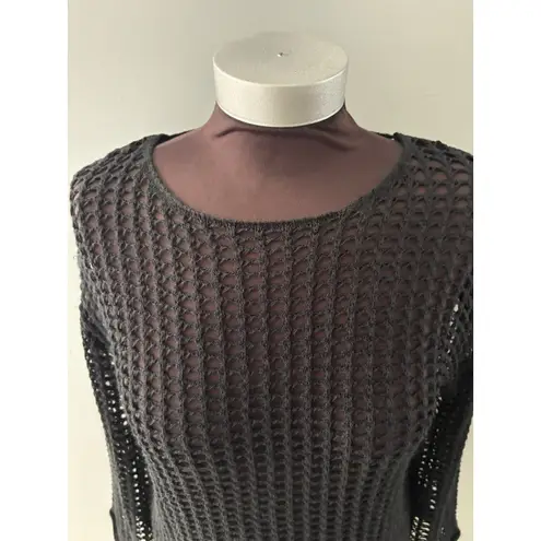 Zesica Open Knit Sweater Size S Black Crochet Cover Up Beach Witchy Goth Rave