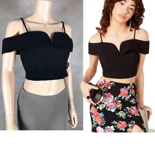 B.DARLIN Black Off The Shoulder Crop Top NEW Size 11/12