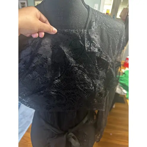 Black Lace Open Drape Robe Size L