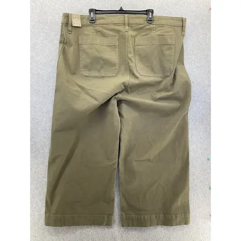 Madewell  Women's Emmet Wide Leg Cropped Pants Olive Green Size 37 Cotton