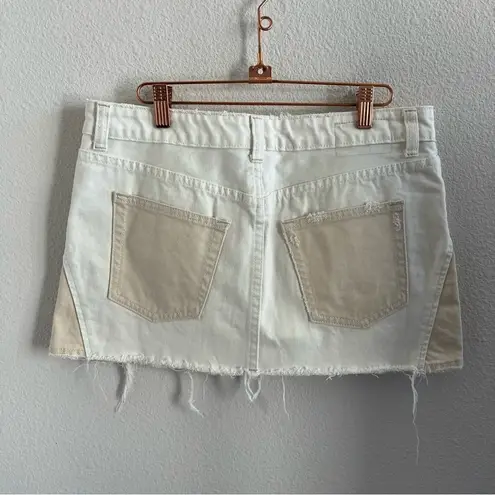 We The Free NWT Free People  Patched Up Ivory Skirt Denim Neutral Boho 28