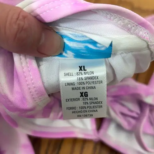 California Waves Bikini Set V-Wire Bralette High Waisted Pink Junior’s XL NWT