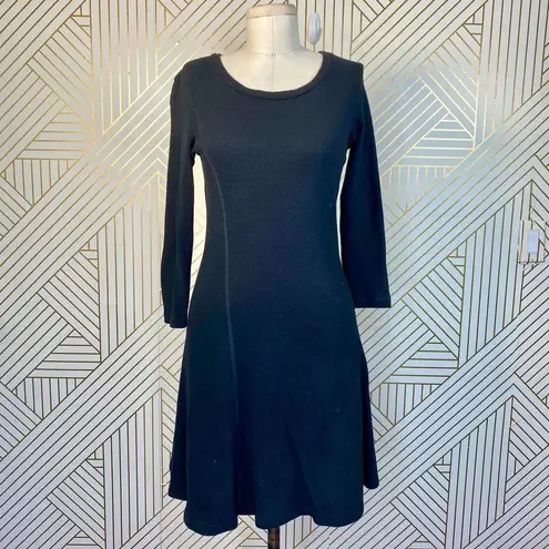 James Perse Recycle Crepe Jersey Flare Dress Black