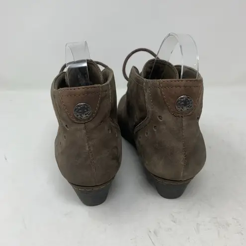 Rockport Cobb Hill Aria Bootie Taupe Brown Leather Lace Up Size 8 Cottagecore Tan