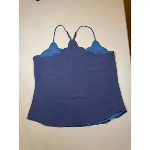J. Crew Mercantile Scalloped Edge Cami Top Size 12 Blue Lined Adjustable Straps