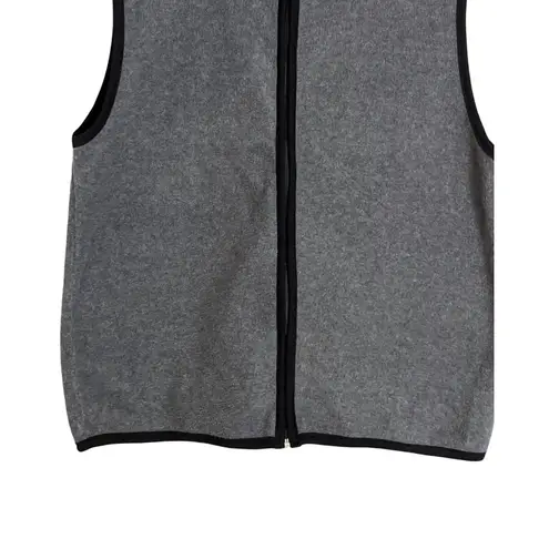 South Mountain Womens Fleece Vest Size L Gray Black Trim Sleeveless Zip Up Front Size L