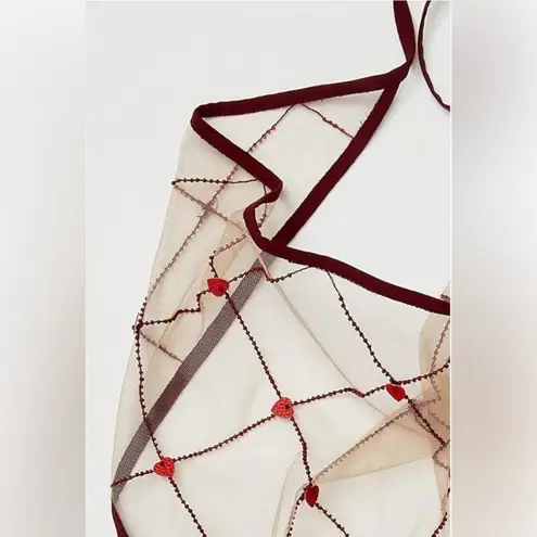 Free People  X Namjosh sheer Affection Hair Scarf with red hearts sheer coquette