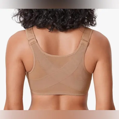 DELIMIRA Women's 36C Gravel Beige Front Closure Posture Support Unlined Bra Brown Size undefined