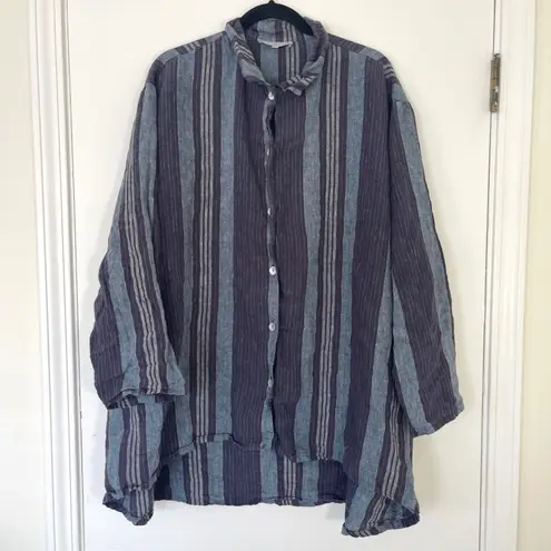 Bryn Walker Bryn Walker $168 Mirren Barcelona Tunic 100% Linen Striped Shirt Top Size Large