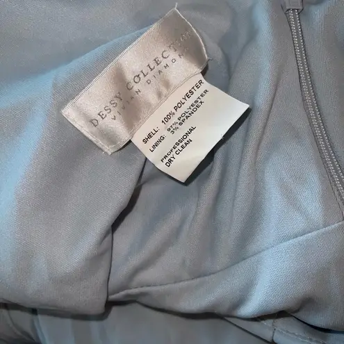 Elegant New Dessy Collection Vivian Diamond Chiffon Drape Gown! Blue Size 0