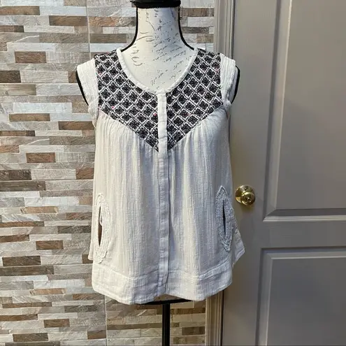 Lucky Brand  - cotton top blouse vest cardigan Sz XS RUNS BIG