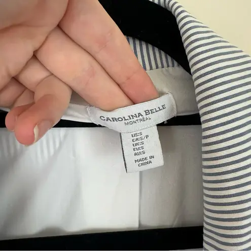 Carolina belle Blue and White Pinstriped Button Front Blazer Jacket Size Small