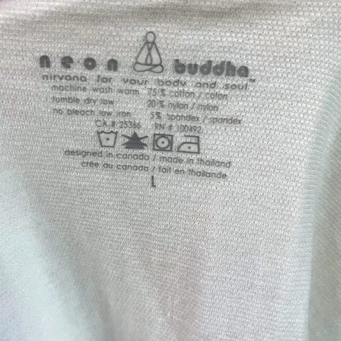 Neon Buddha Waffle Textured Crewneck Sweatshirt Large EUC White