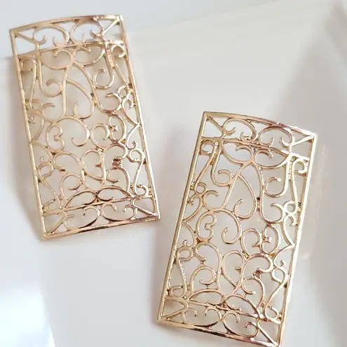 Anthropologie New! Anthro Gold Lattice Earrings