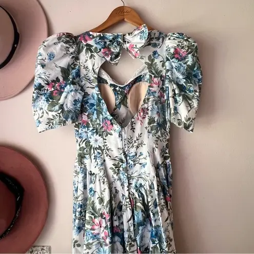 VINTAGE Early 1990's Floral Dress Open Back cottagecore prairie garden RARE