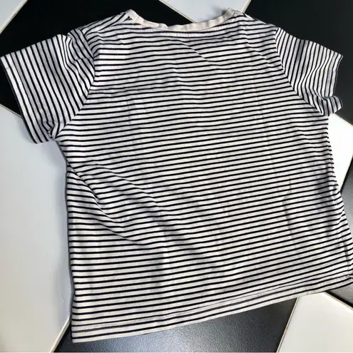 Maje Terry Cloth Short Sleeve Striped T-Shirt Embroidered Patch Cropped sz Small