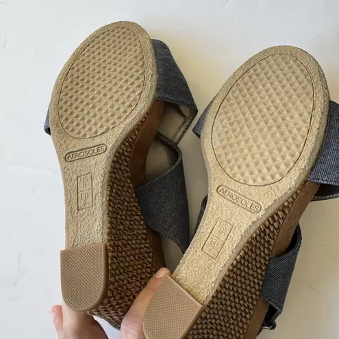 Aerosoles | "Coco Plush" Women's Denim Blue Wedge Weave Sandals Size 9 Rattan