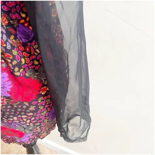 Collective Concepts Vintage Patchwork Blazer Jacket Sheer Sleeve Sz Medium 80’s