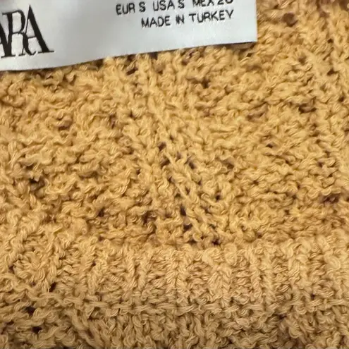 ZARA  Mustard Peplum Sweater with Puff Sleeves Sz S LN Cotton Blend