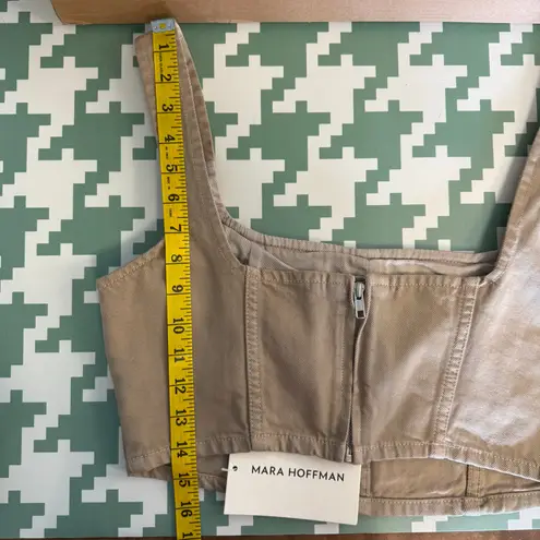 Mara Hoffman Tan Denim Amal Crop Tank Top Organic Cotton Zip Back Size 8 NWT