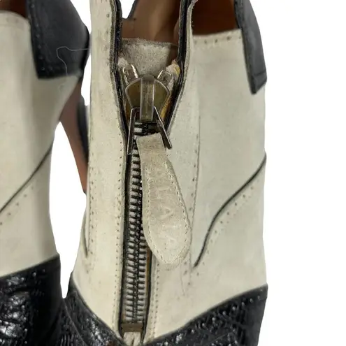 ALAIA Black and Gray Leather/Suede High Heel Spats Pumps AS IS Size 37 Booties