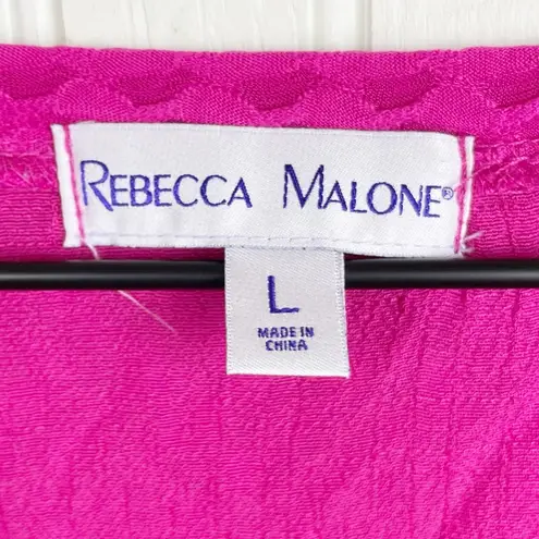 Rebecca Malone Fuchsia Pink Textured Layered Long Sleeve Top Blouse Size Large