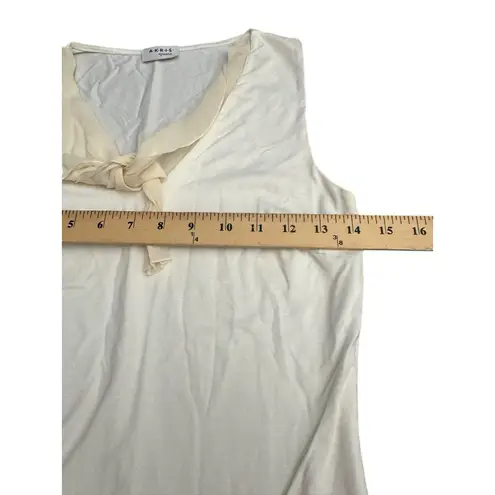 Akris Punto Silk Blend Sleeveless Top Size 6 White Knit V neck Stretch #AAmbe