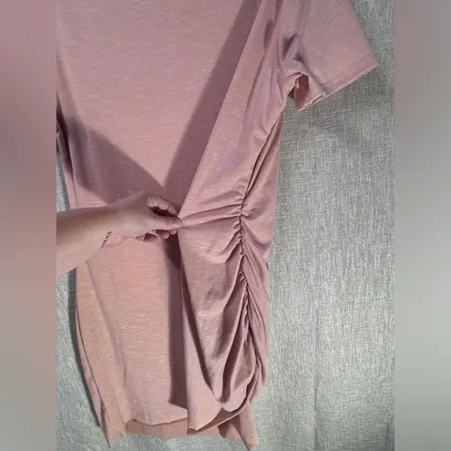 QEARAL Spring Peach Bodycon Mini Dress Ruched Side Tulip Hem Size XL**not blue Pink