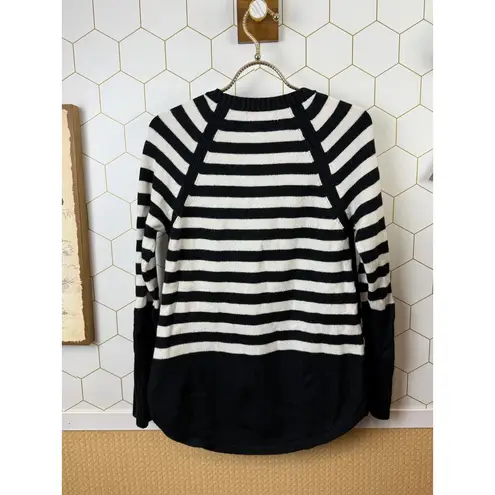 Anthropologie  Rebekah Black & White Striped Round Hemline Sweater - Size - Small
