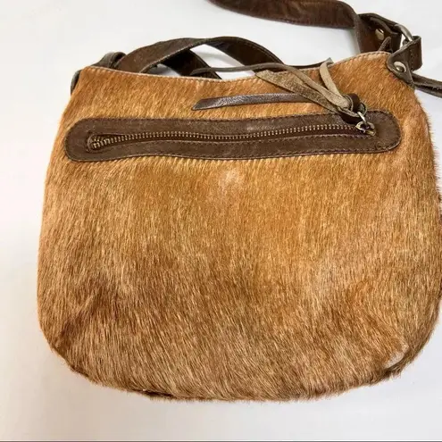 Maurizio Taiuti Italy Pony Calf Fur Brown Leather Crossbody Purse / Bag