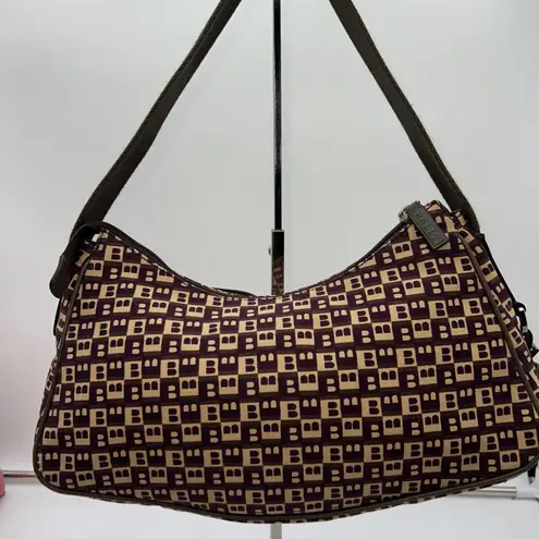 Bally Vintage Monogram Shoulder Bag Y2K Designer Purse Italian Leather Tan