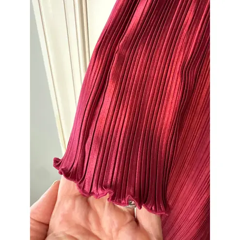Anthropologie L’IDÉE Red Berry Gatsby Pleated Strapless Midi Dress 14 Size L