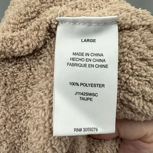 T&S Womens Cozy Boucle Open Front Cardigan with Pockets Taupe Large Tan