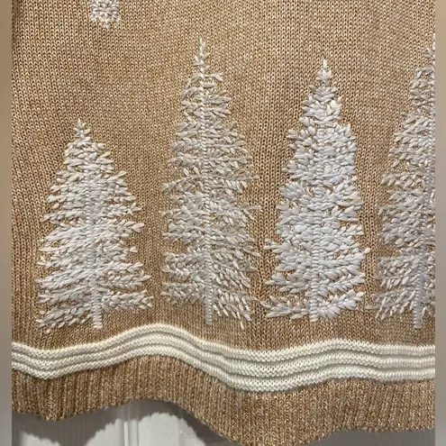 NWT Serengeti Size XL Tan White Embroidered Snowflake Pine Tree Knit Tunic Top