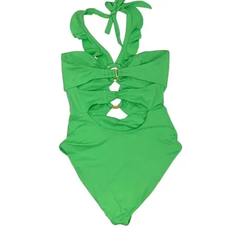 SOLUNA SWIM‎ NWOT $148 BUCKLE UP ONE PIECE swimsuit L Green Size L