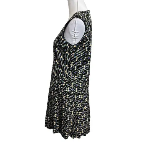 Anna Sui Tweed Shift Mini Dress Black Polka Dot Abstract Womens Size 4