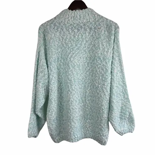 Vintage One Step Up Popcorn Knit Mock Neck Grandma Grandpa Kawaii Sweater Green Size M
