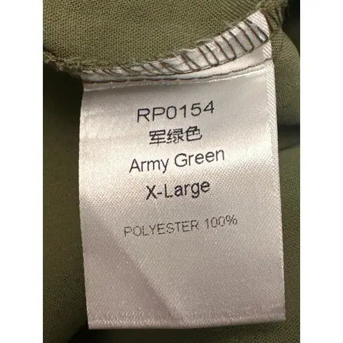 CCC Army Green Henley Short Sleeve Button Up Lapel Shirt XLarge All Polyester Size XL - Image 6