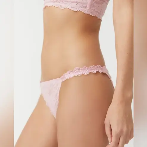 Free People INTIMATELY  Pink Lace Bandeau Bra Bralette Bikini Panty Set Large New