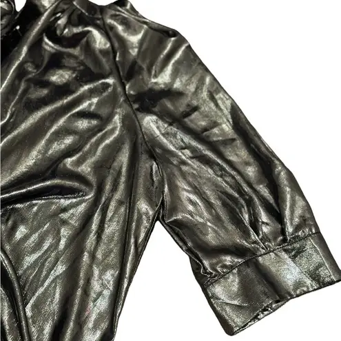 Zadig & Voltaire Womens Silver Retouch Foil Short Sleeve Shirt Dress Siz…