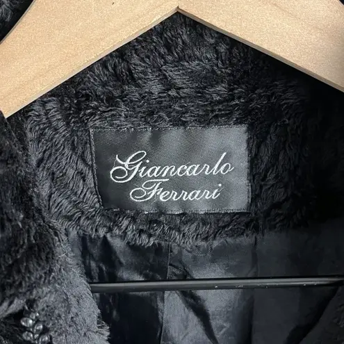 Giancarlo Ferrari Faux Fur Jacket Womens 4 Black Zip Up Y2K Indie Sleaze Blazer