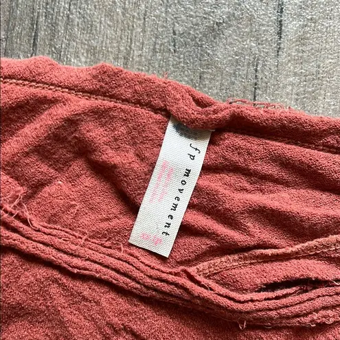 FP Movement by Free People Pink Ruched Long Sleeve Crop Top Size XS