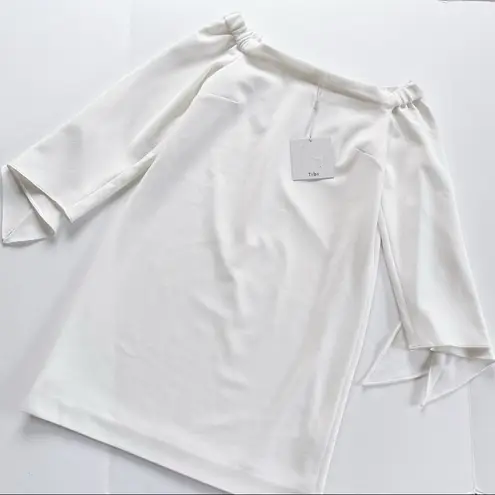 Tibi NEW Structured Crepe Off-the-Shoulder Dress Ivory Size 2