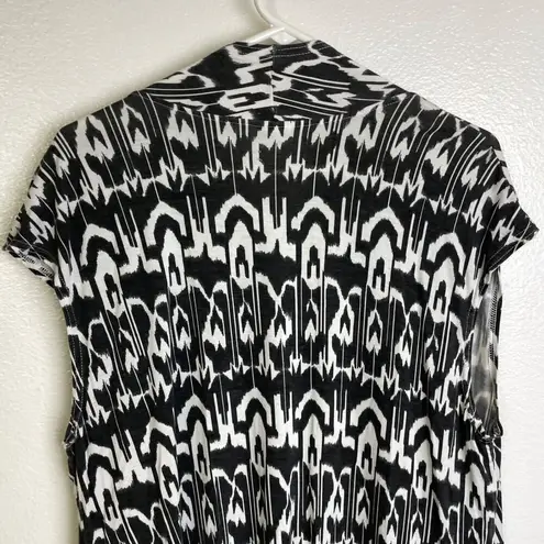 Bryn Walker Jersey Sleeveless Jacket Large Black White Printed Lightweight Rayon