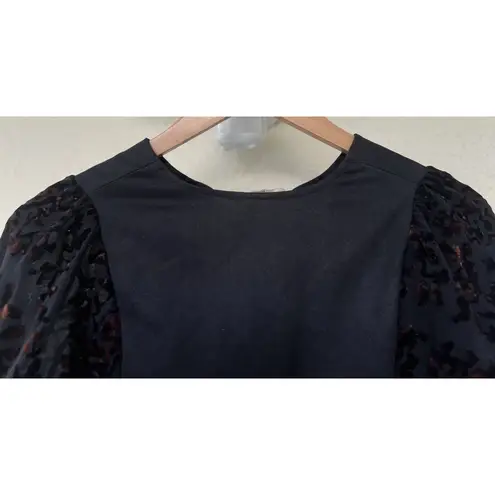 Organza Paris Black Sheer Velvet Burnout Floral Peasant Blouse Whimsigoth Small