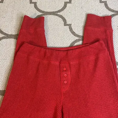 Aerie  Red Waffle Knit Pajama Lounge Leggings Jogger Bottoms