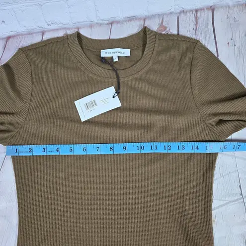 We Wore What Fitted Waffle Crewneck Long Sleeve Top Kangaroo L NWT