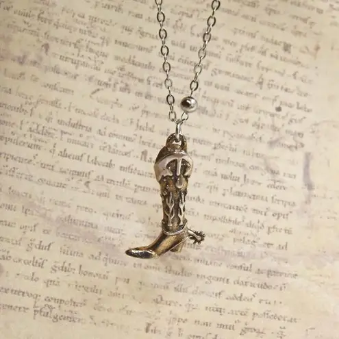 Rustic Cowgirl Boot Pendant Necklace Silver