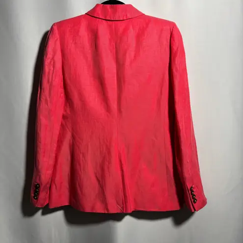 J Crew Hot Pink Linen Blend Blazer Jacket Womens 4 Two Button Pockets Barbie